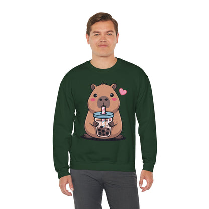 Cute Capybara Kawaii Anime Drinking Bubble Tea Lover Girls Sweatshirt