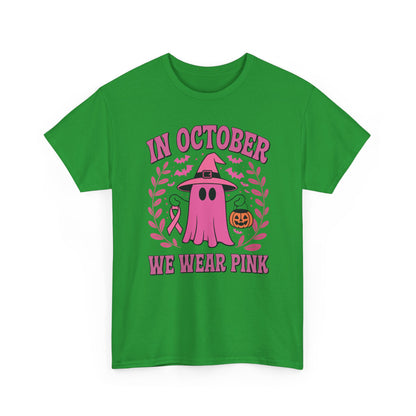In October We Wear Pink Breast Cancer Awareness Halloween T-Shirt