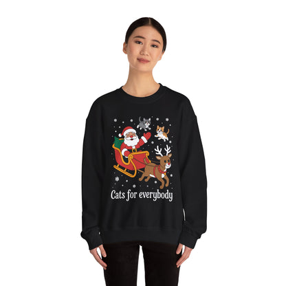 Cats For Everybody Christmas Cat Funny Xmas Women Santa Sweatshirt