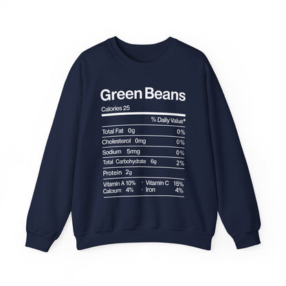 Green Beans Nutrition Facts Funny Thanksgiving Christmas Sweatshirt