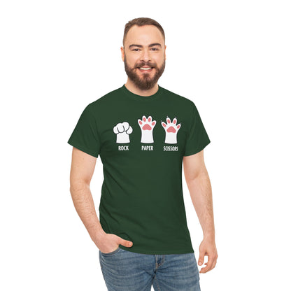 Funny  Introvert Cat Animal Rescue Rock Paper Scissors Cute Paw Cat T-Shirt