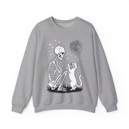 Skeleton Cat Skull Kitty Cute Goth Halloween Men Women Sweatshirt