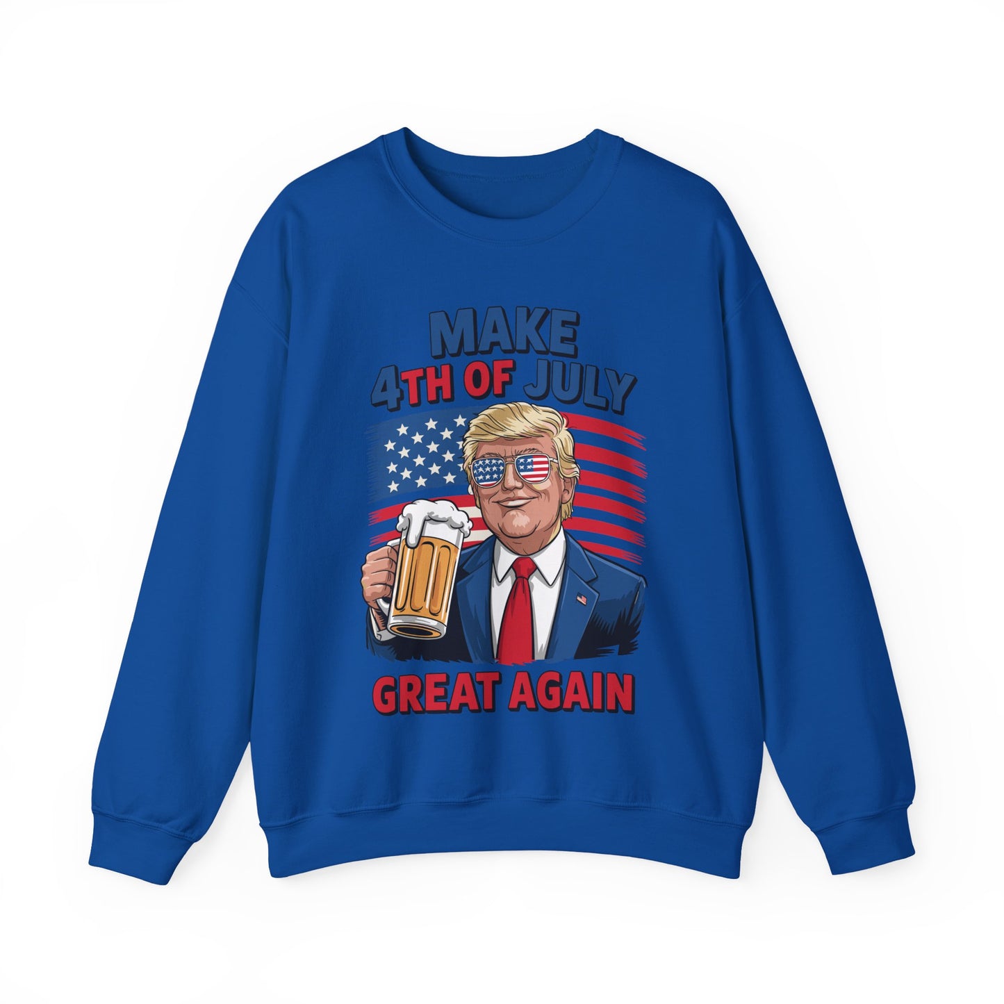 Trump Make 4th of July Great Again Men Drinking Beer Funny Sweatshirt
