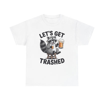 Funny Let's Get Trashed Raccoon Meme Humor Beer Drinking T-Shirt