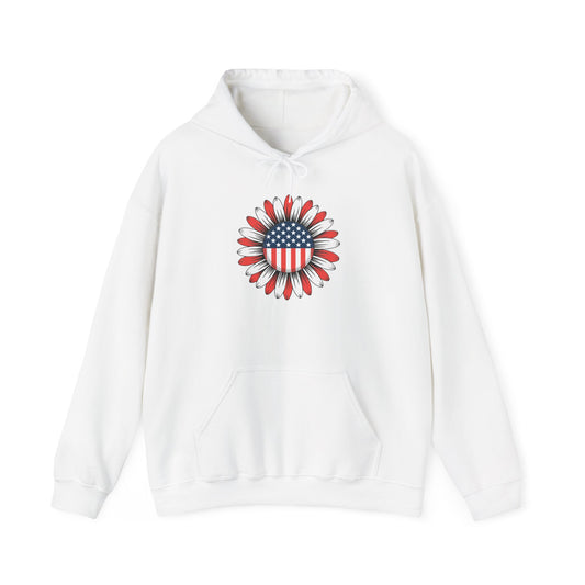 Sunflower American Flag 4th of July Women Men Merica USA Hoodie