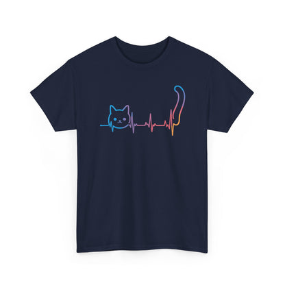 Heartbeat Cat Lover Animal Silhouette Cute Cat T-Shirt