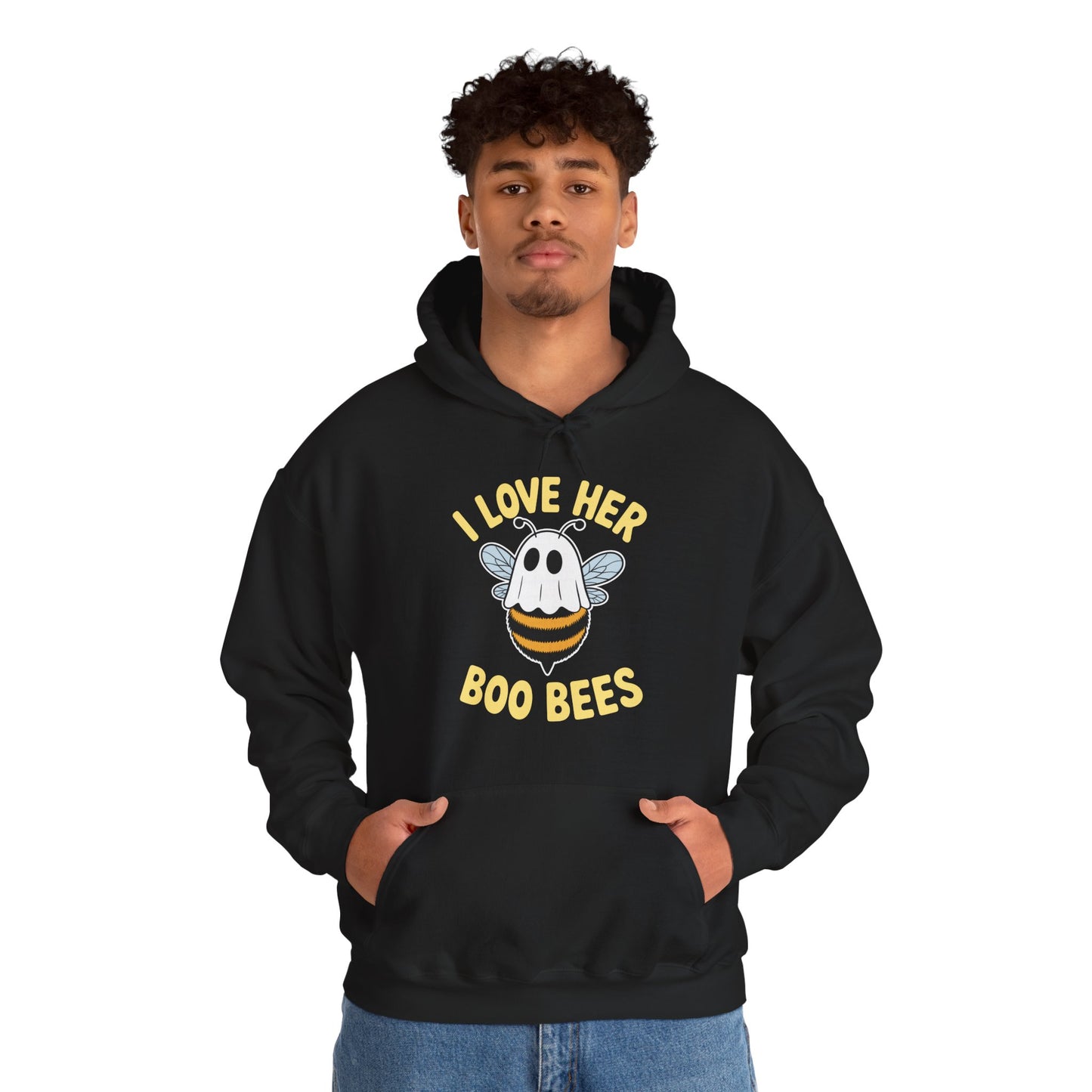 I Love Her Boo Bees Couples Halloween Adult Costume His Men Hoodie