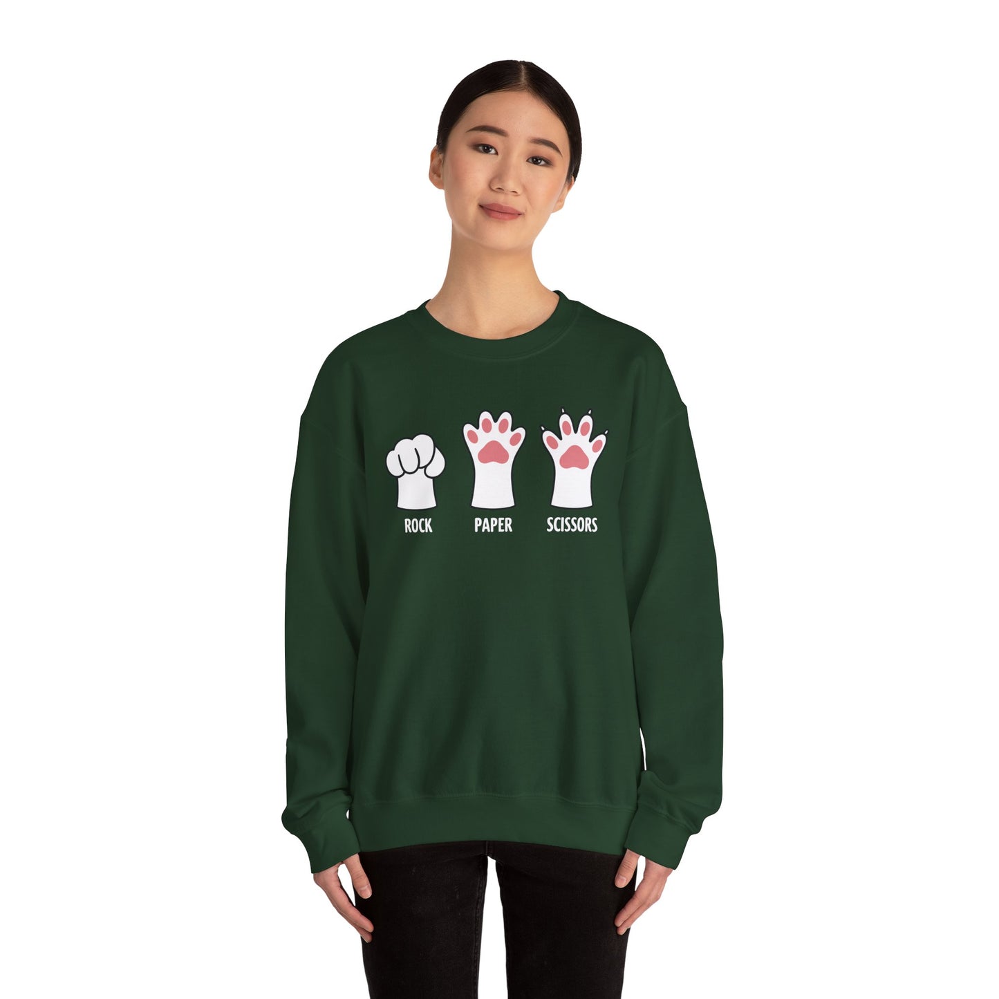Funny  Introvert Cat Animal Rescue Rock Paper Scissors Cute Paw Cat Sweatshirt
