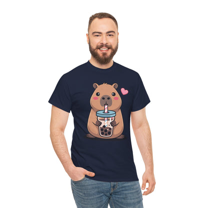 Cute Capybara Kawaii Anime Drinking Bubble Tea Lover Girls T-Shirt