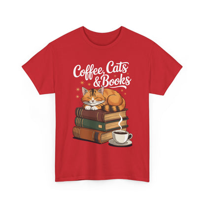 Coffee Cats & Books Lover Tee