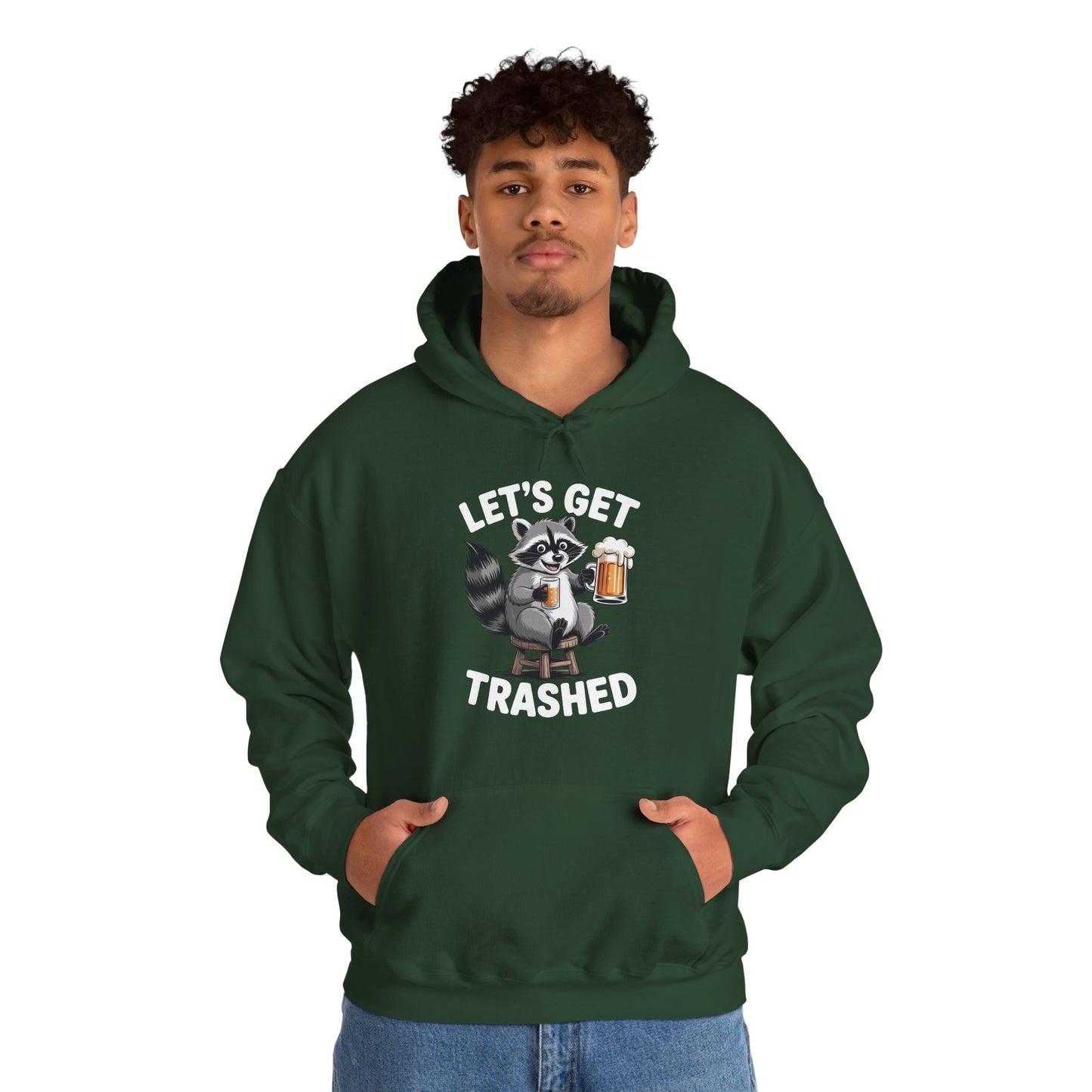 Funny Let's Get Trashed Raccoon Meme Humor Beer Drinking Hoodie