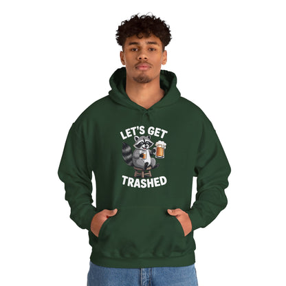 Funny Let's Get Trashed Raccoon Meme Humor Beer Drinking Hoodie