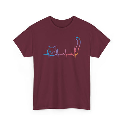 Heartbeat Cat Lover Animal Silhouette Cute Cat T-Shirt