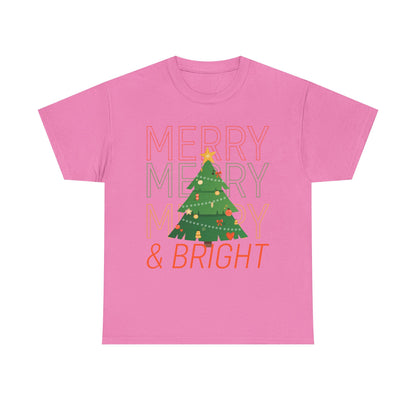 Merry and Bright Christmas Tee Cute Holiday Shirt for Men and Women