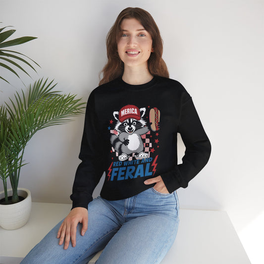 Red White And Feral Raccoon 4th of July Saying Meme Sweatshirt