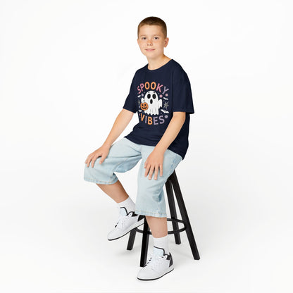 Spooky Vibes Ghost Retro Groovy Halloween Kids T-Shirt
