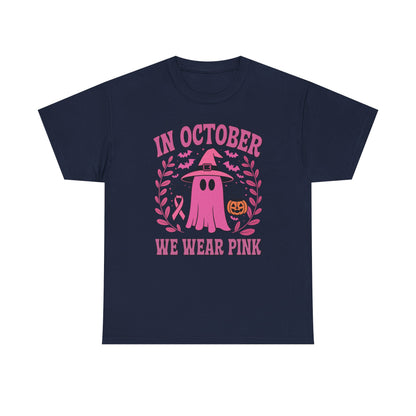 In October We Wear Pink Breast Cancer Awareness Halloween T-Shirt