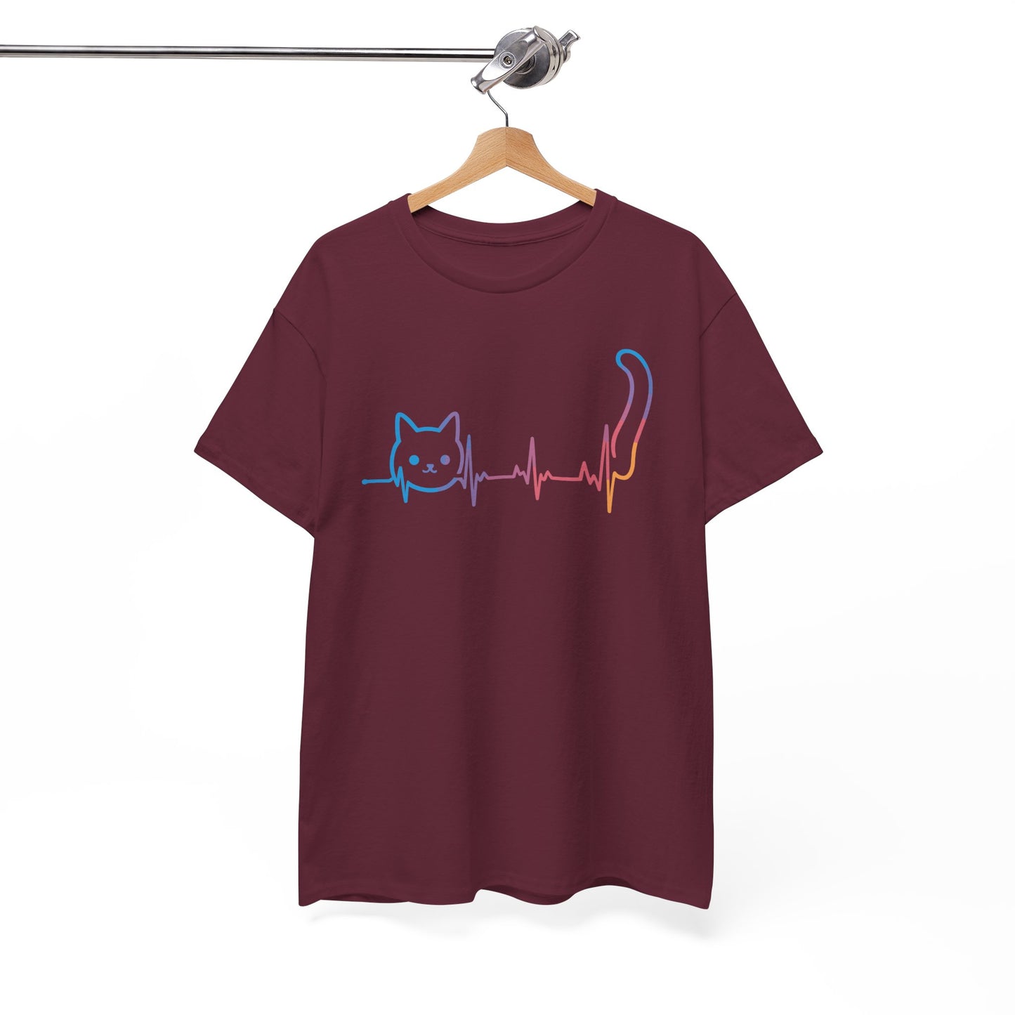 Heartbeat Cat Lover Animal Silhouette Cute Cat T-Shirt