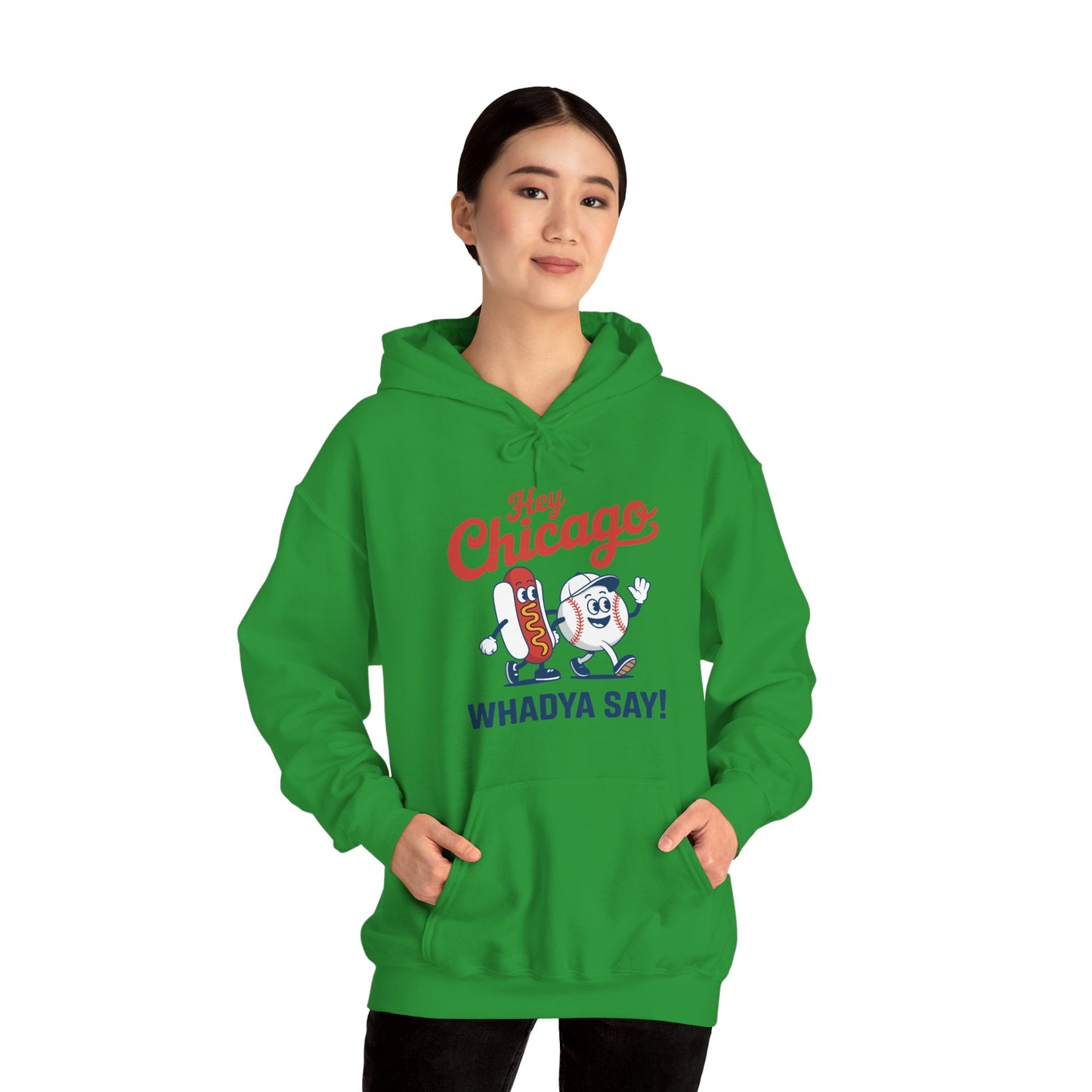 Hey Chicago Whadya Say Baseball and Hot Dog 4th of July Men Women Hoodie