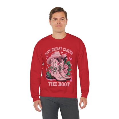 Give Breast Cancer The Boot Cowgirl Cancer Awareness Ribbon Sweatshirt