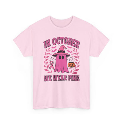 In October We Wear Pink Breast Cancer Awareness Halloween T-Shirt