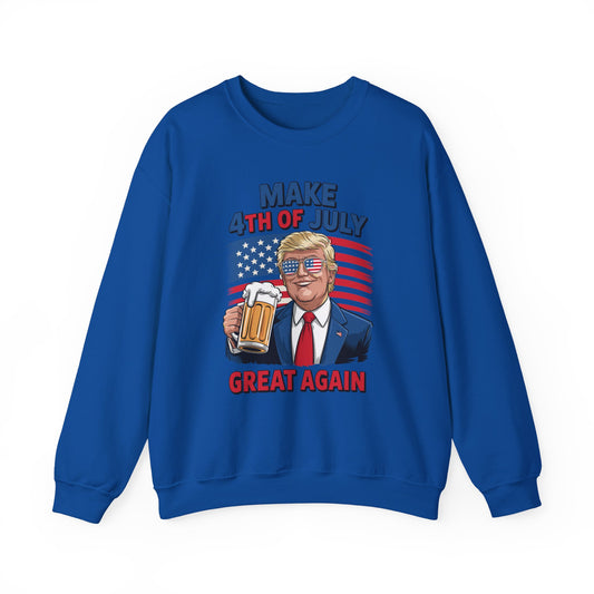 Funny Trump Make 4th Of July Great Again Drinking Beer Sweatshirt