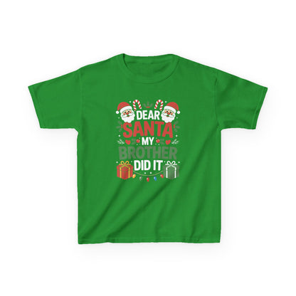 Dear Santa My Brother Did It Funny Christmas Boys Girls Kids T-Shirt