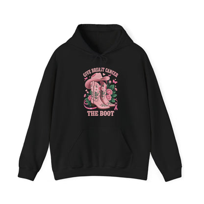 Give Breast Cancer The Boot Cowgirl Cancer Awareness Ribbon Hoodie
