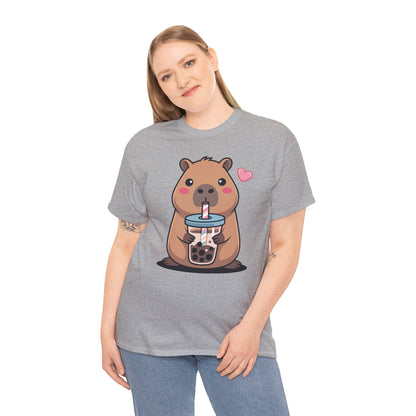 Cute Capybara Kawaii Anime Drinking Bubble Tea Lover Girls T-Shirt