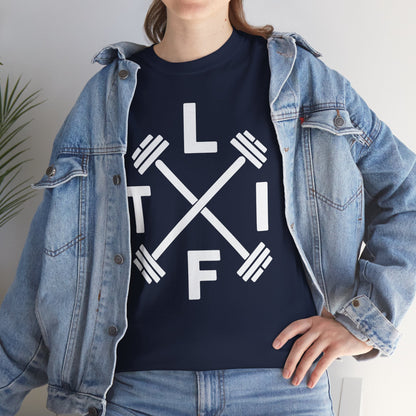 LIFT Weightlifting Fitness Barbells Crossed Circle T-Shirt