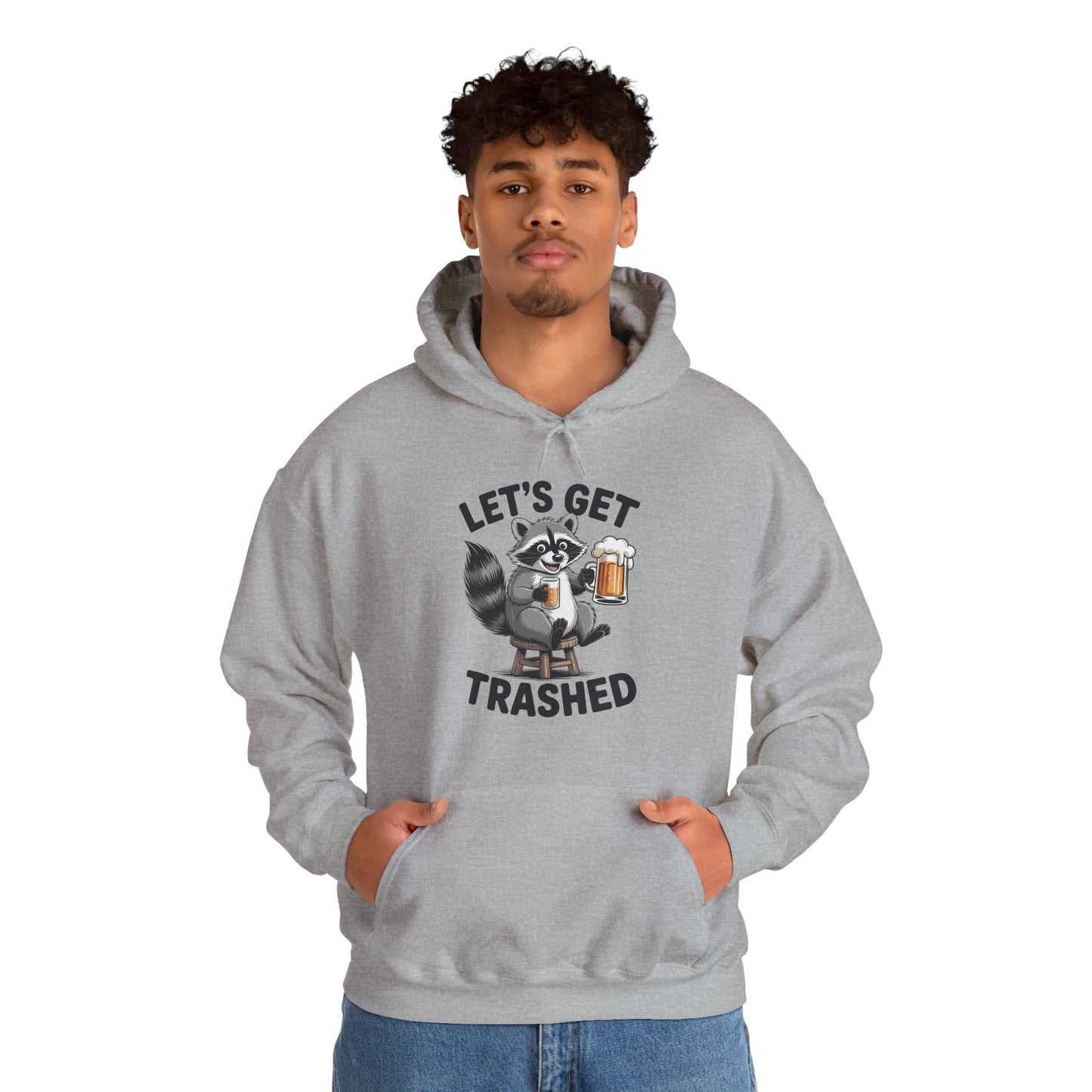 Funny Let's Get Trashed Raccoon Meme Humor Beer Drinking Hoodie