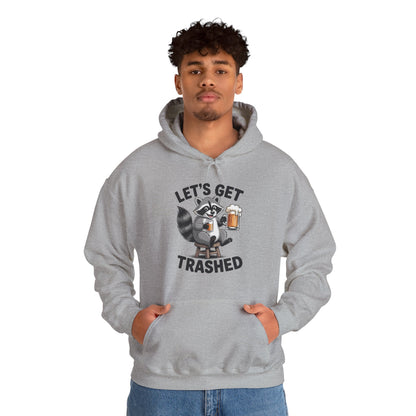 Funny Let's Get Trashed Raccoon Meme Humor Beer Drinking Hoodie