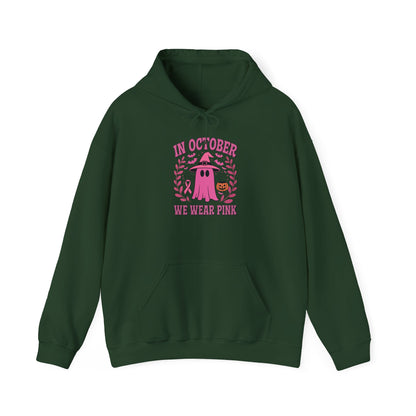 In October We Wear Pink Breast Cancer Awareness Halloween Hoodie