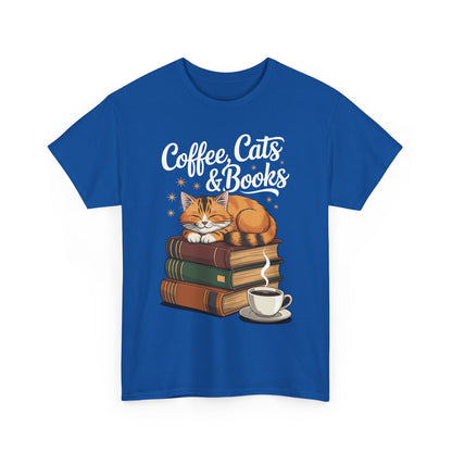 Coffee Cats & Books Lover Tee