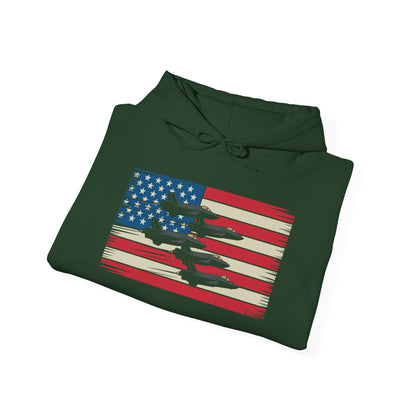 Vintage American Flag USA Fighter Jets 4th of July Patriotic Hoodie