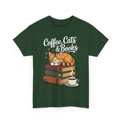 Coffee Cats & Books Lover Tee