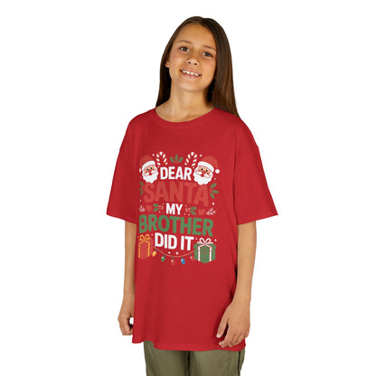 Dear Santa My Brother Did It Funny Christmas Boys Girls Kids T-Shirt