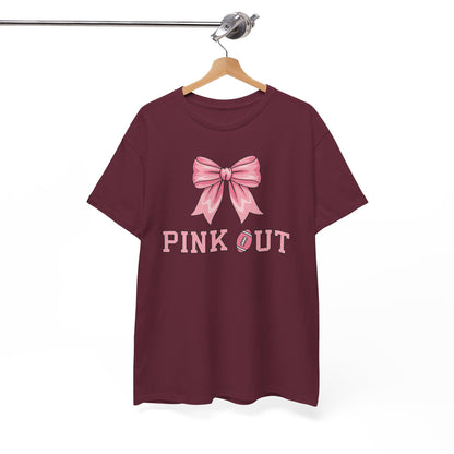 Pink Out Football Bow Preppy Breast Cancer Awareness Women T-Shirt