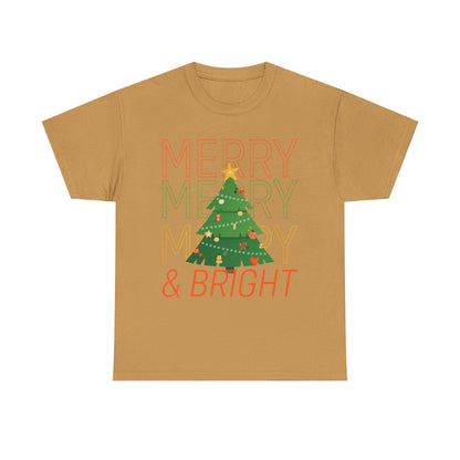 Merry and Bright Christmas Tee Cute Holiday Shirt for Men and Women