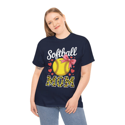 Softball Mom Headband Leopard Softball Ball Mothers Day Mama T-Shirt