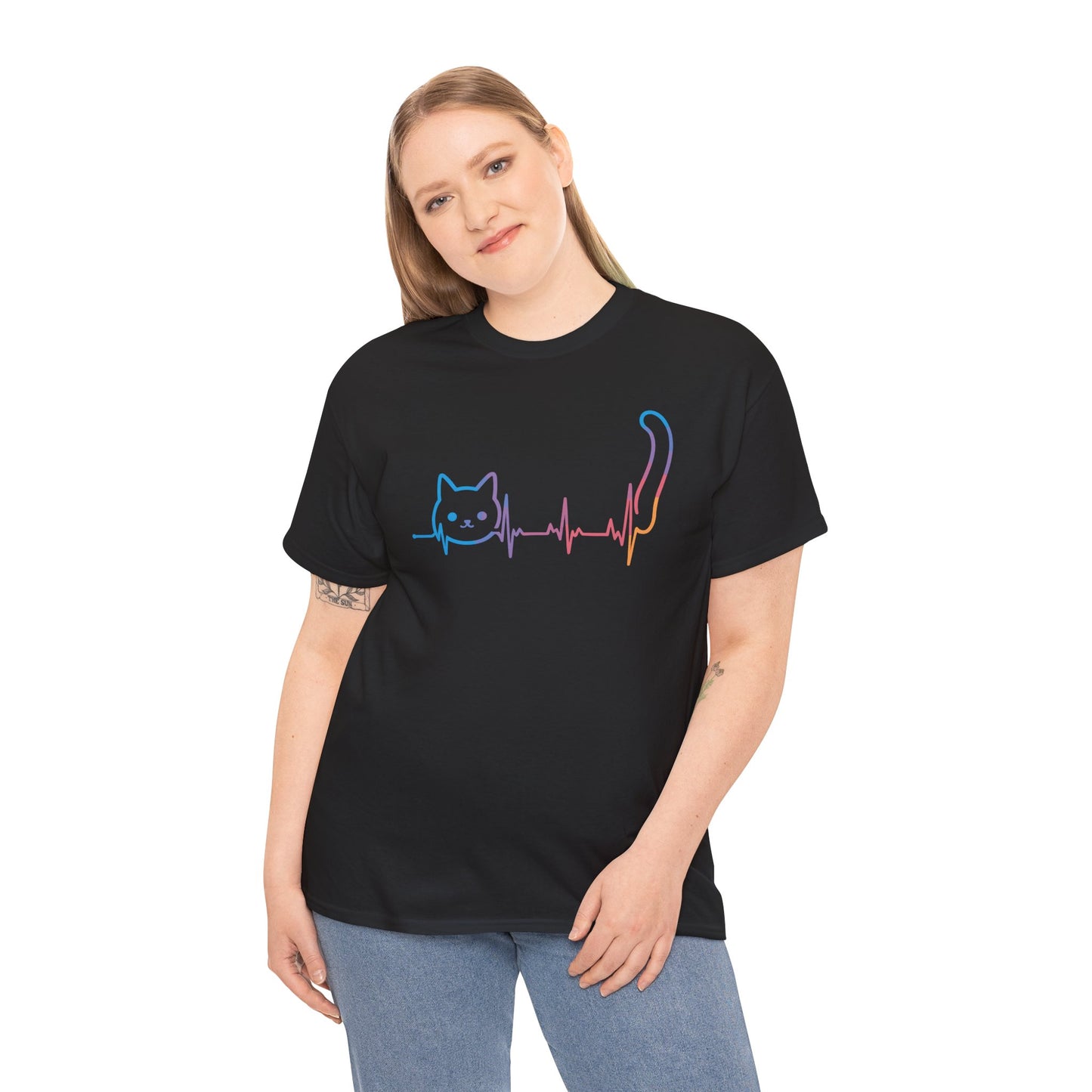 Heartbeat Cat Lover Animal Silhouette Cute Cat T-Shirt