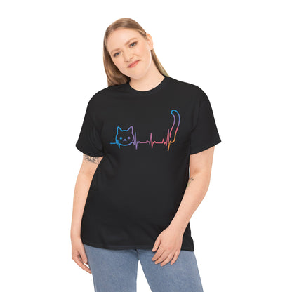 Heartbeat Cat Lover Animal Silhouette Cute Cat T-Shirt