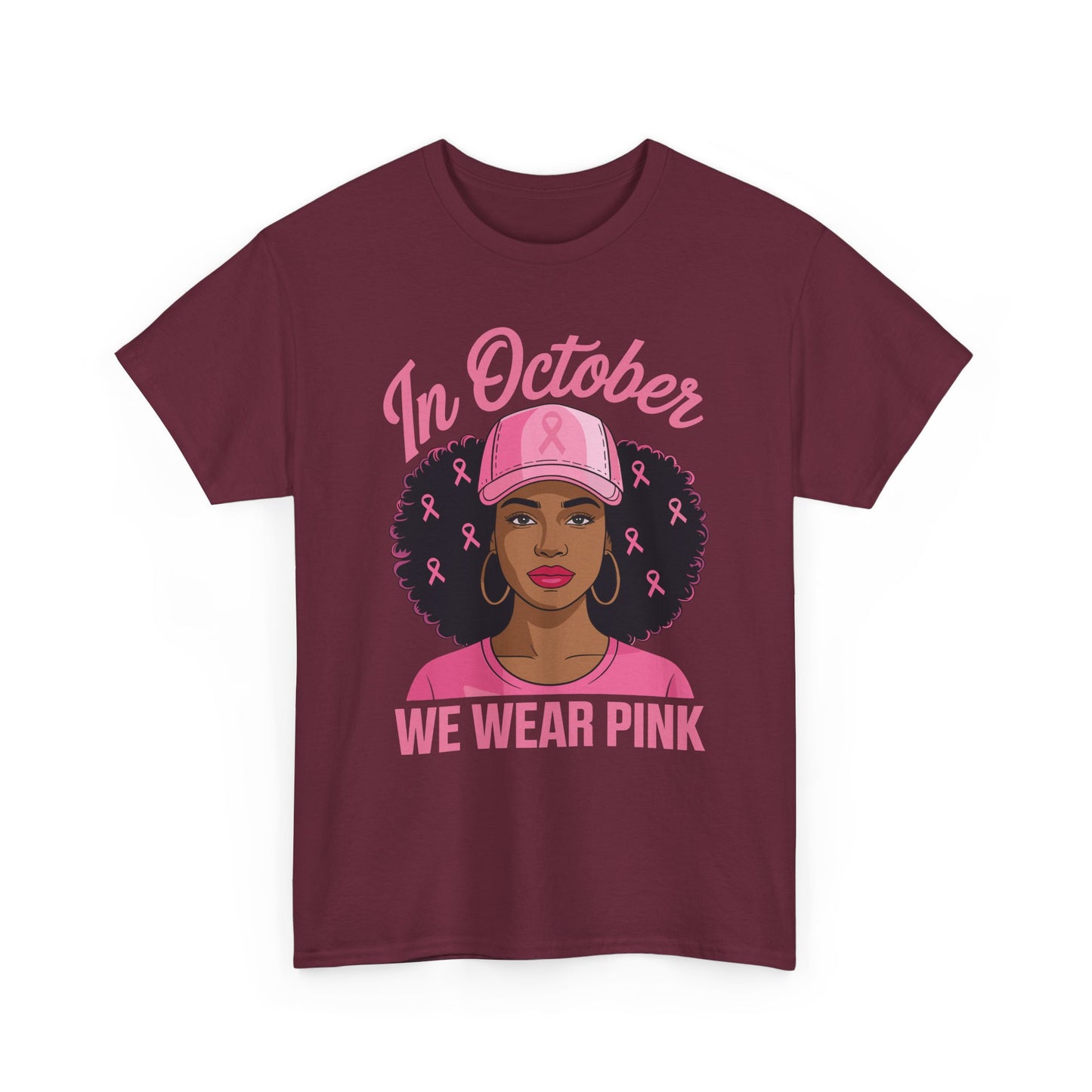 In October We Wear Pink Black Women Breast Cancer Awareness T-Shirt