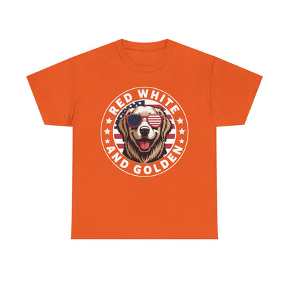 Red White Golden Retriever American Flag 4th of July Gift T-Shirt
