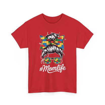 Building Block Messy Bun Mom Life Master Builder Mothers Day T-Shirt