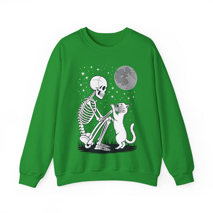 Skeleton Cat Skull Kitty Cute Goth Halloween Men Women Sweatshirt