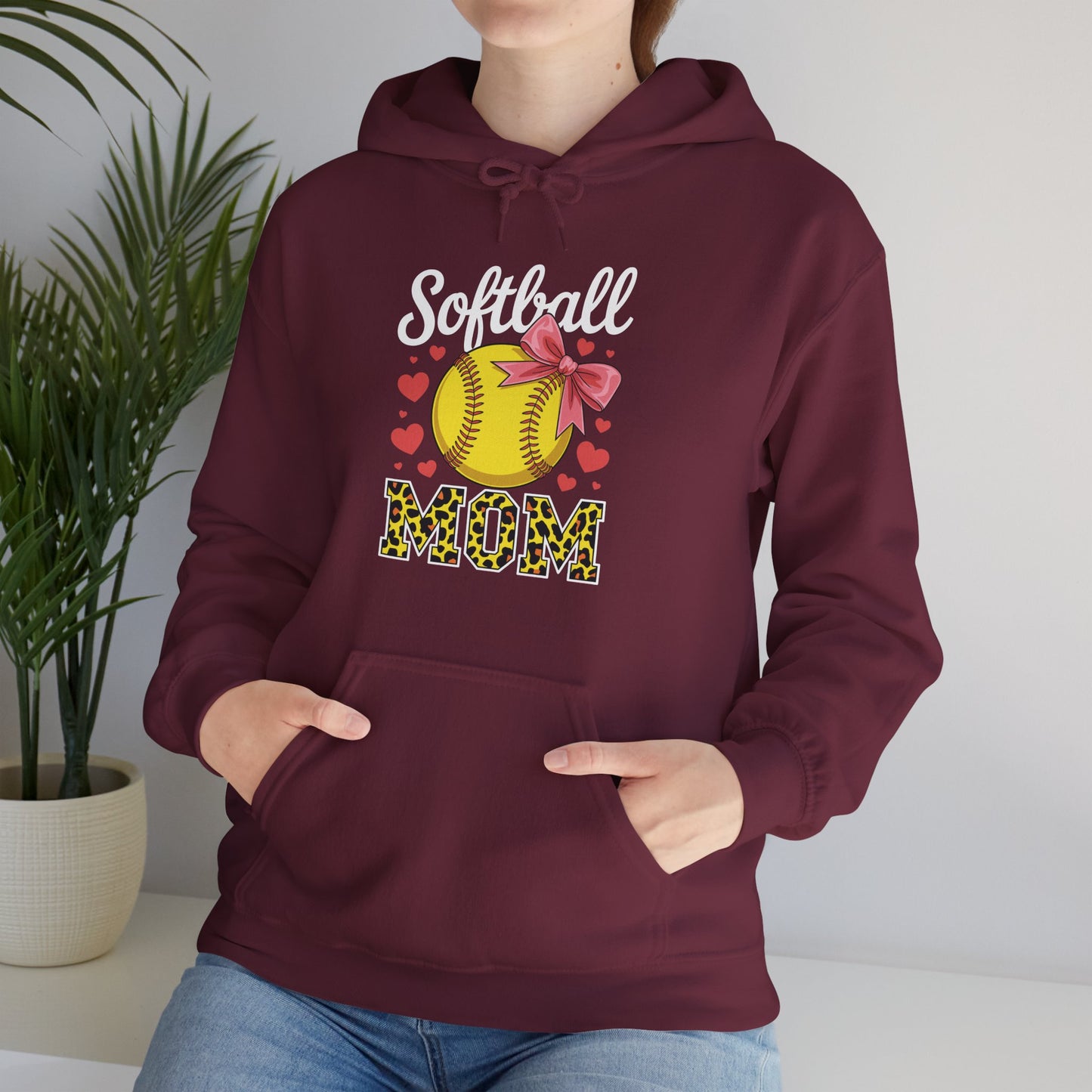 Softball Mom Headband Leopard Softball Ball Mothers Day Mama Hoodie