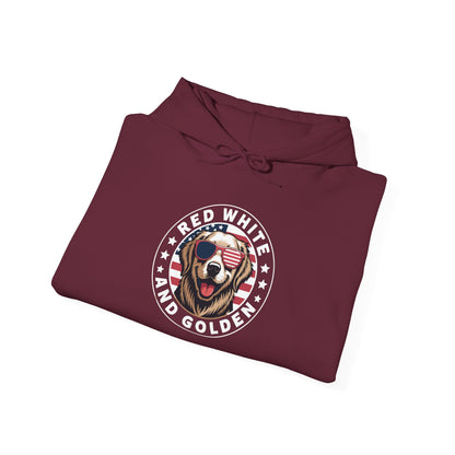 Red White Golden Retriever American Flag 4th of July Gift Hoodie