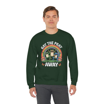 Gay The Pray Away Rainbow LGBT Pride Funny Meme Frogs Sweatshirt