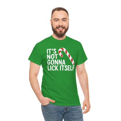 Funny Candy Cane Lick Itself Adult Christmas in July Gift T-Shirt